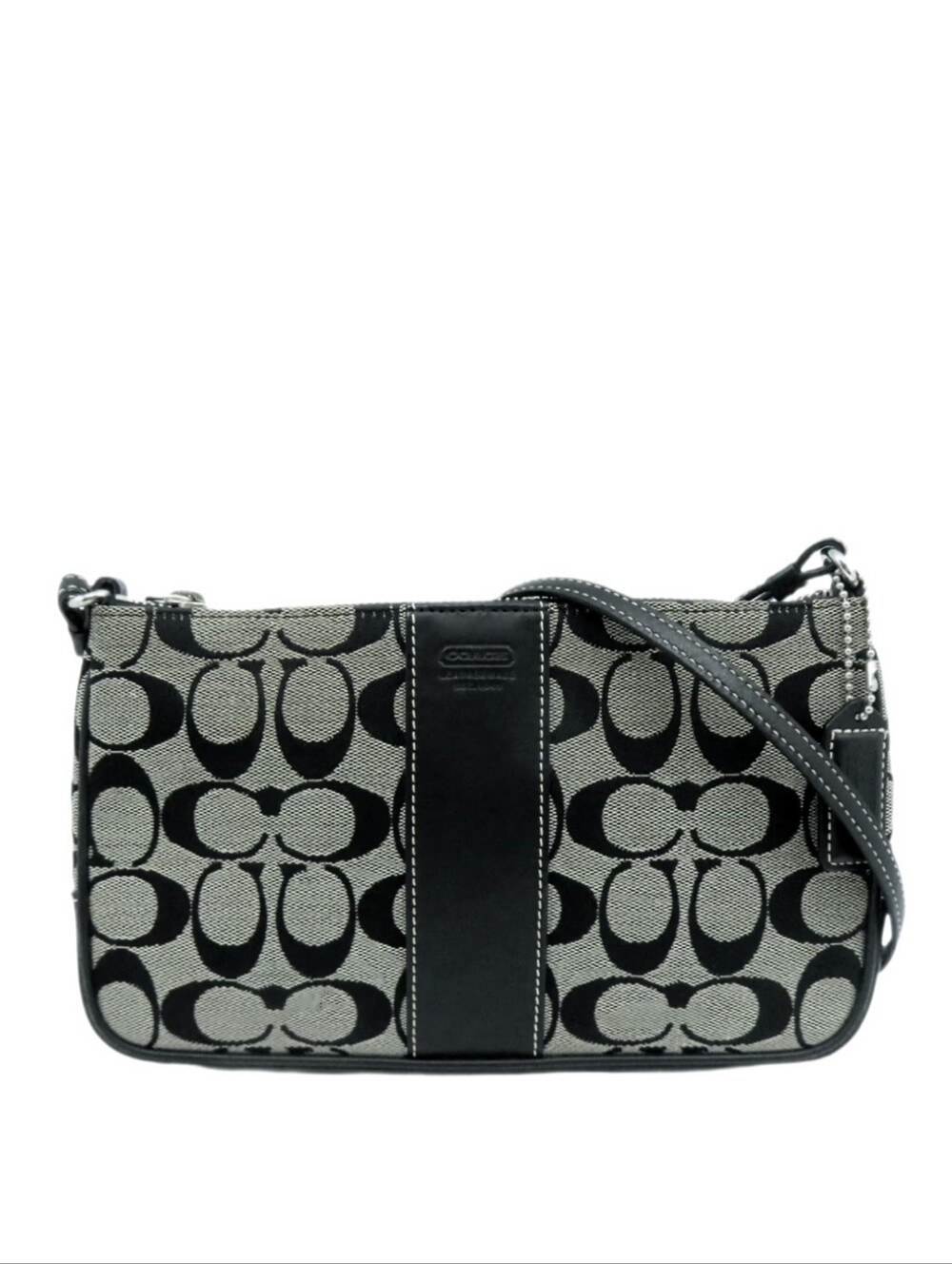 🆕 Coach Y2K Vintage 2002 Black Signature Stripe Slim Demi Crossbody Bag RARE